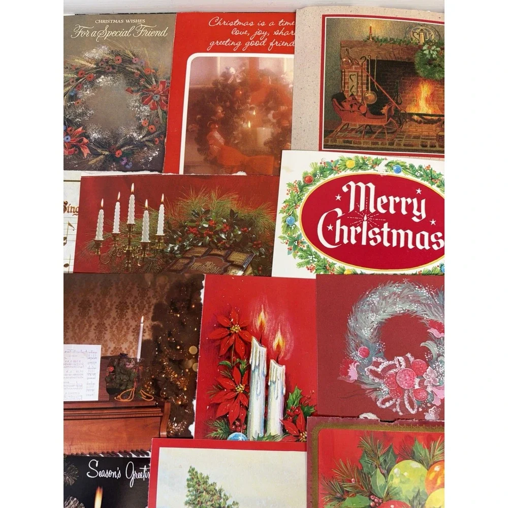 Vintage Christmas Cards Fronts ONLY Traditional Scrapbooking Decoupage Lot 50+